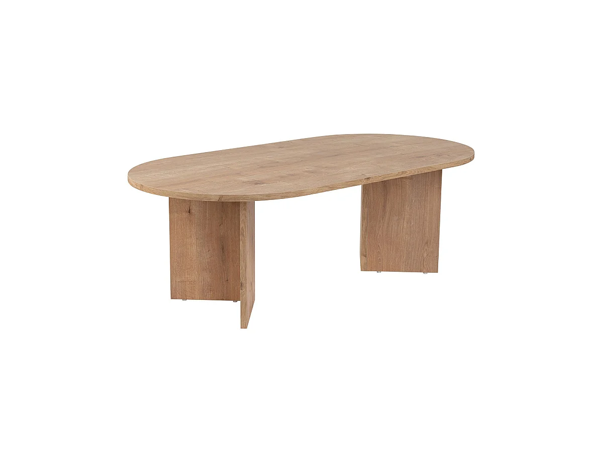 Mesa de centro ovalada arline natural y madera para hogar moderno mueble de almacenaje  - Homekit