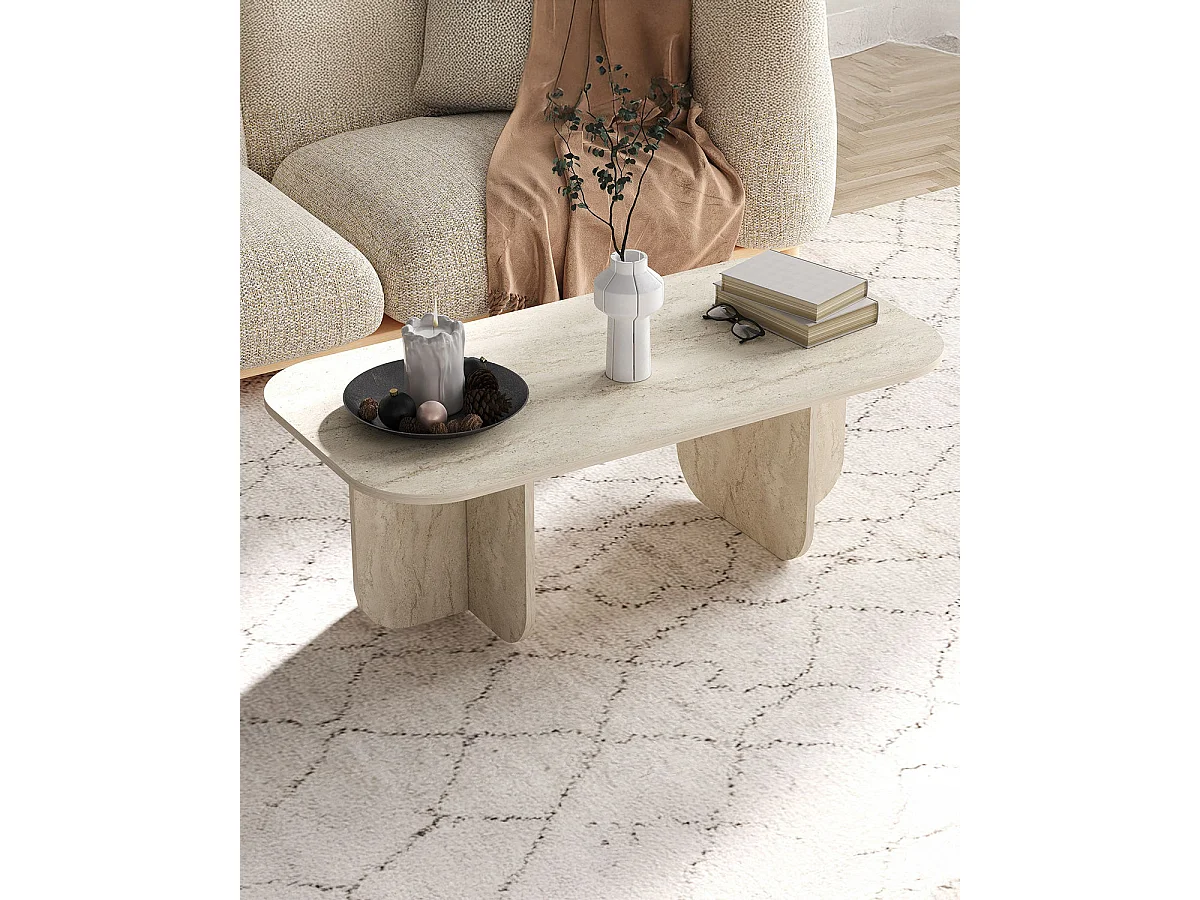 Mesa de centro lucille travertino para hogar moderno mueble de almacenaje  - Homekit