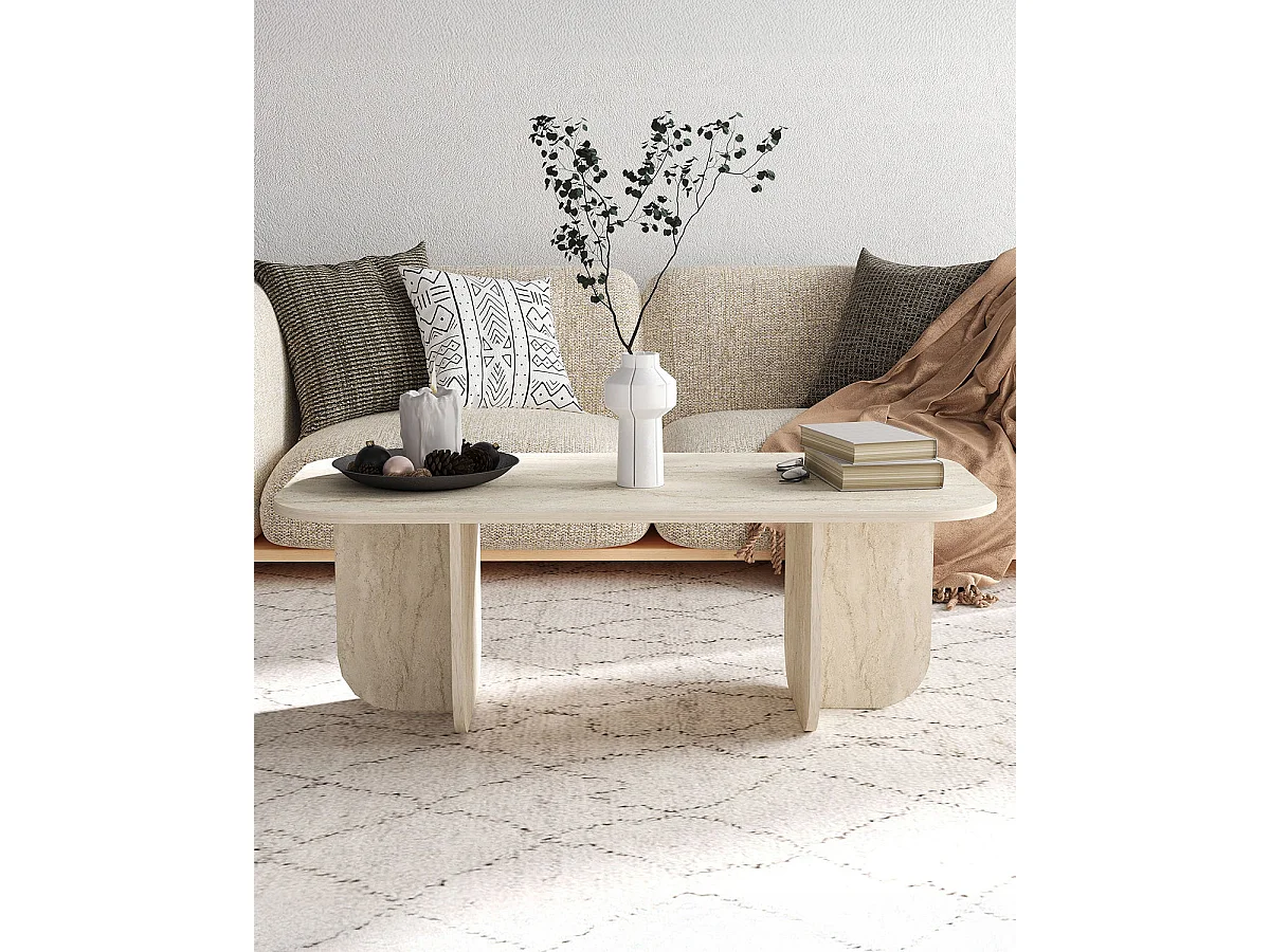 Mesa de centro lucille travertino para hogar moderno mueble de almacenaje  - Homekit