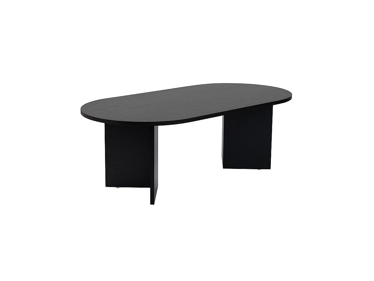 Mesa de centro ovalada arline negro para hogar moderno mueble de almacenaje  - Homekit