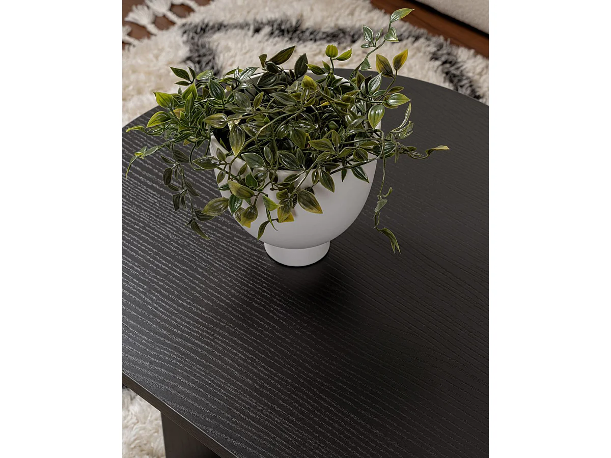 Mesa de centro ovalada arline negro para hogar moderno mueble de almacenaje  - Homekit