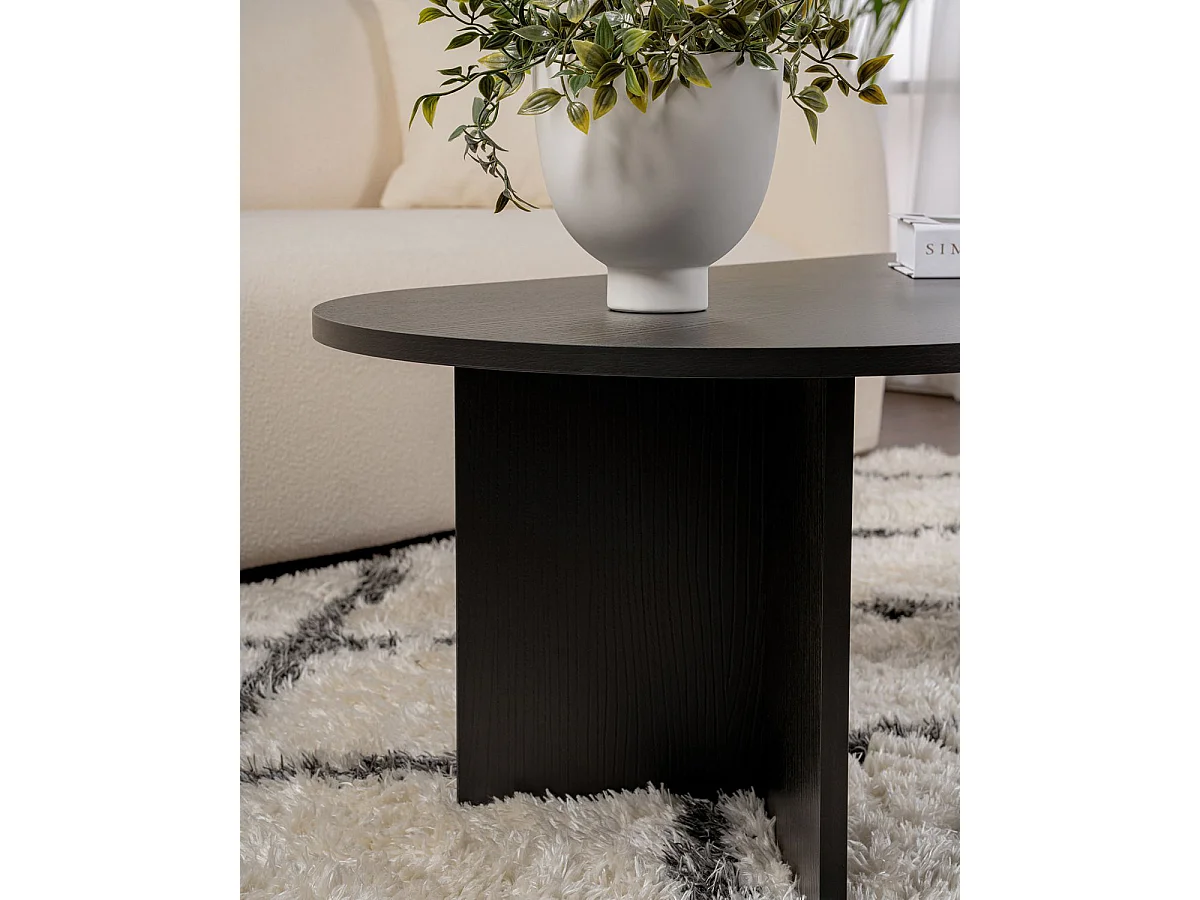 Mesa de centro ovalada arline negro para hogar moderno mueble de almacenaje  - Homekit