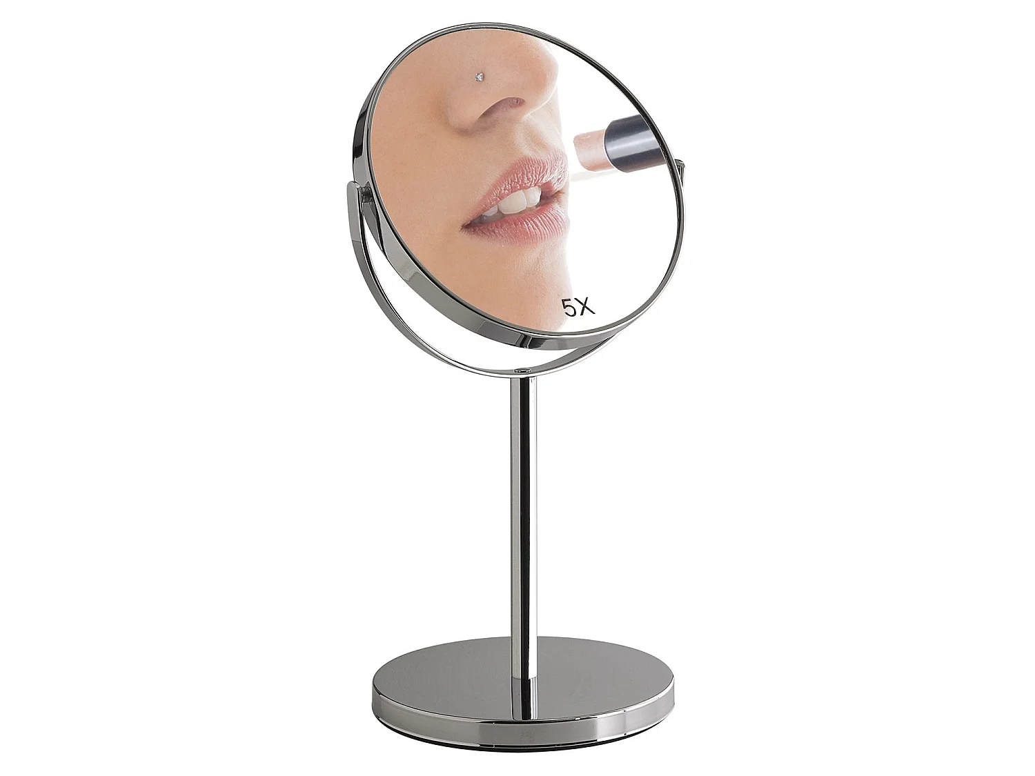 Miroir Grossissant Double Face 5X Sur Pied Finition Chromée | Anna