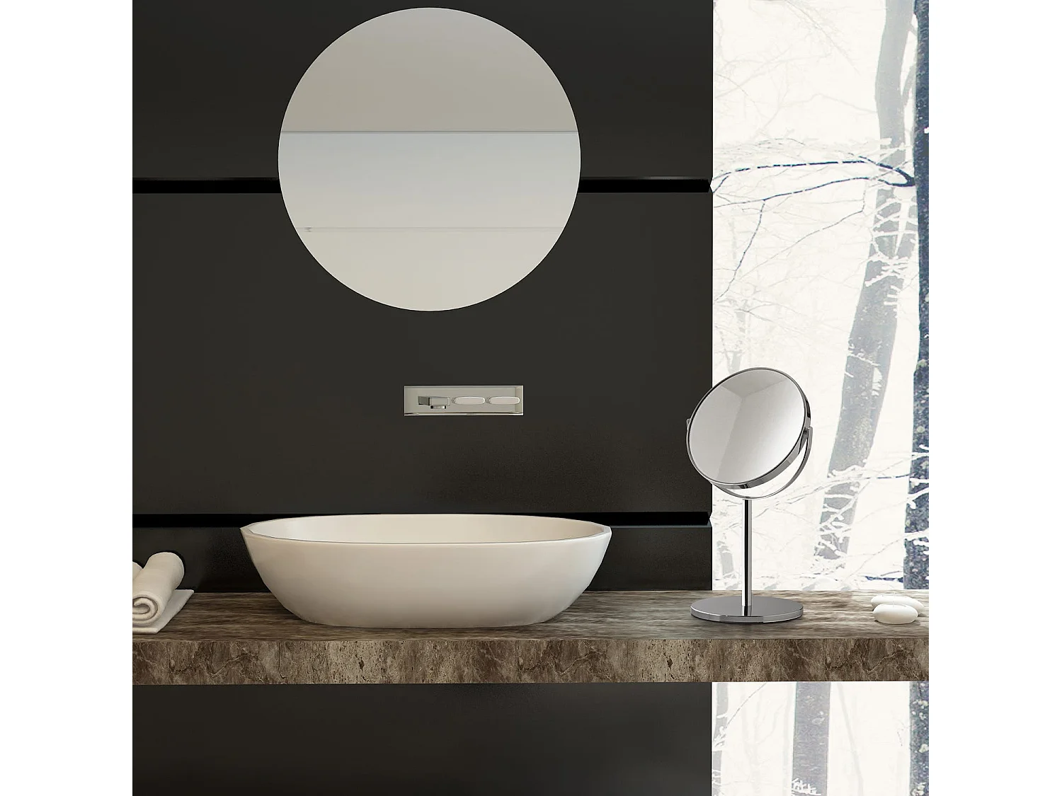 Miroir Grossissant Double Face 5X Sur Pied Finition Chromée | Anna