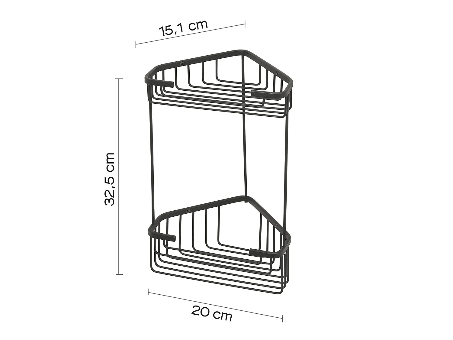 Étagère D’Angle De Douche Deux Niveaux En Fil Noir Mat | Augustus