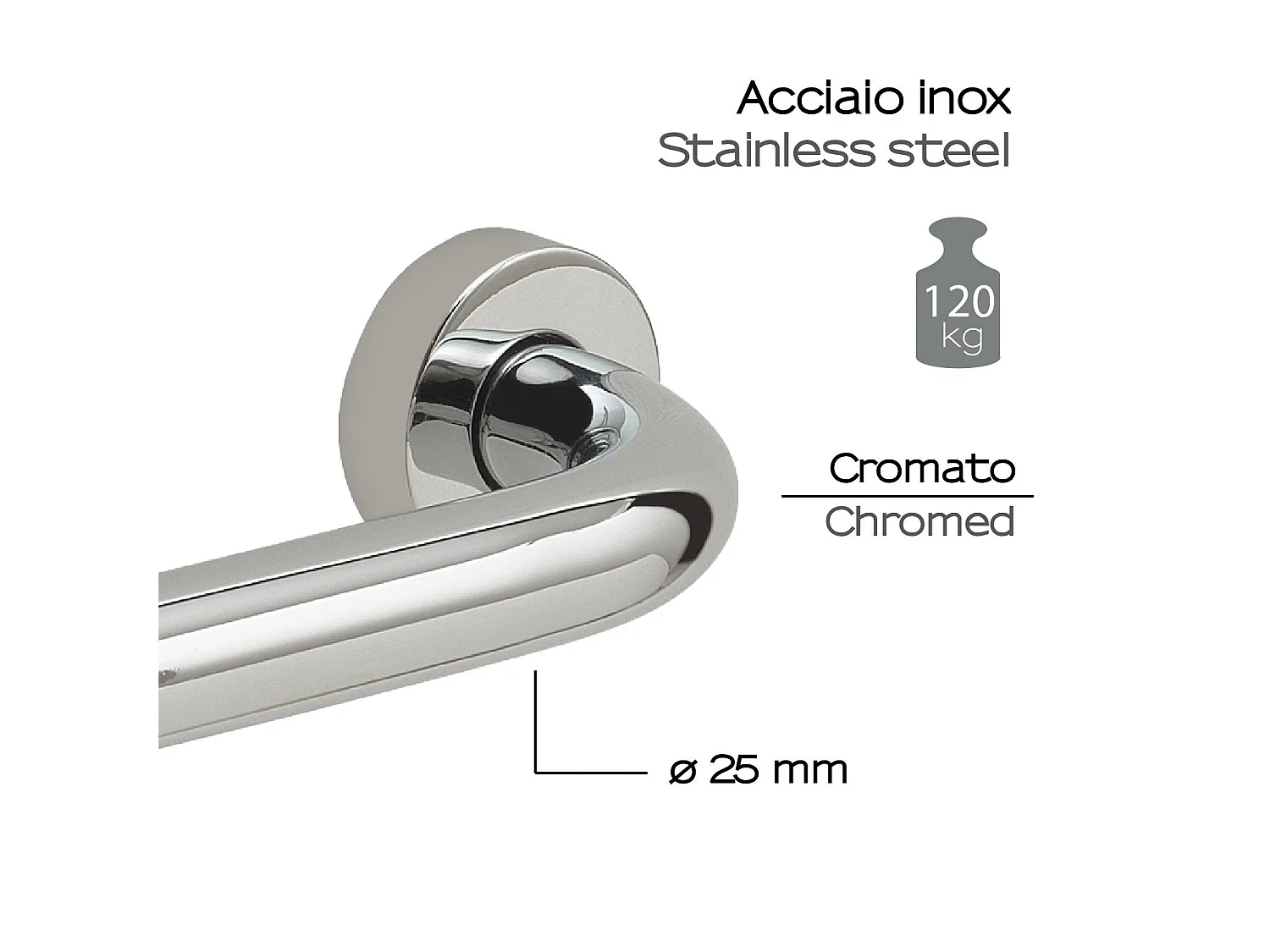 Barre D'appui Salle De Bain 60 Cm En Acier Inox Chromé | Tagete