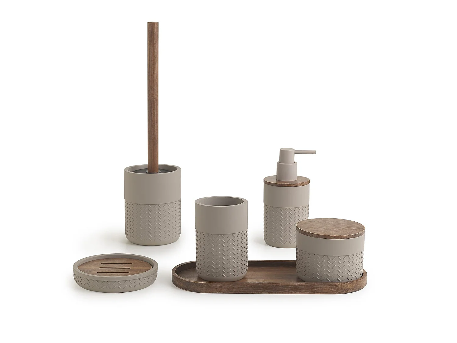 Boîte De Rangement Salle De Bain En Résine Et Bambou Gris/Naturel | Tamerice