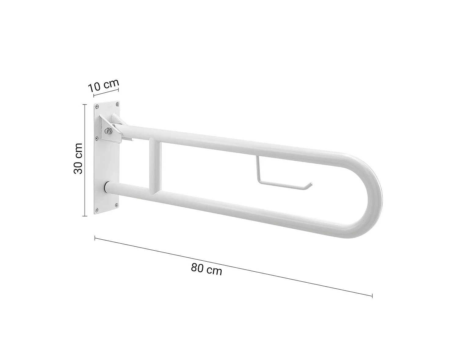 Barre D'appui Rabattable Avec Porte-Rouleau 80 Cm Blanc | Scilla