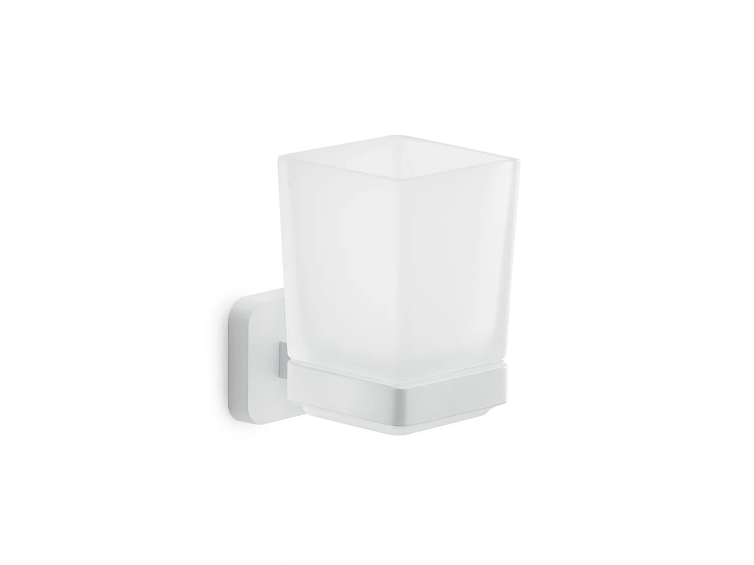 Porte-Brosse À Dents Mural Blanc Mat En Acier Inoxydable Et Verre Dépoli | Tahiti