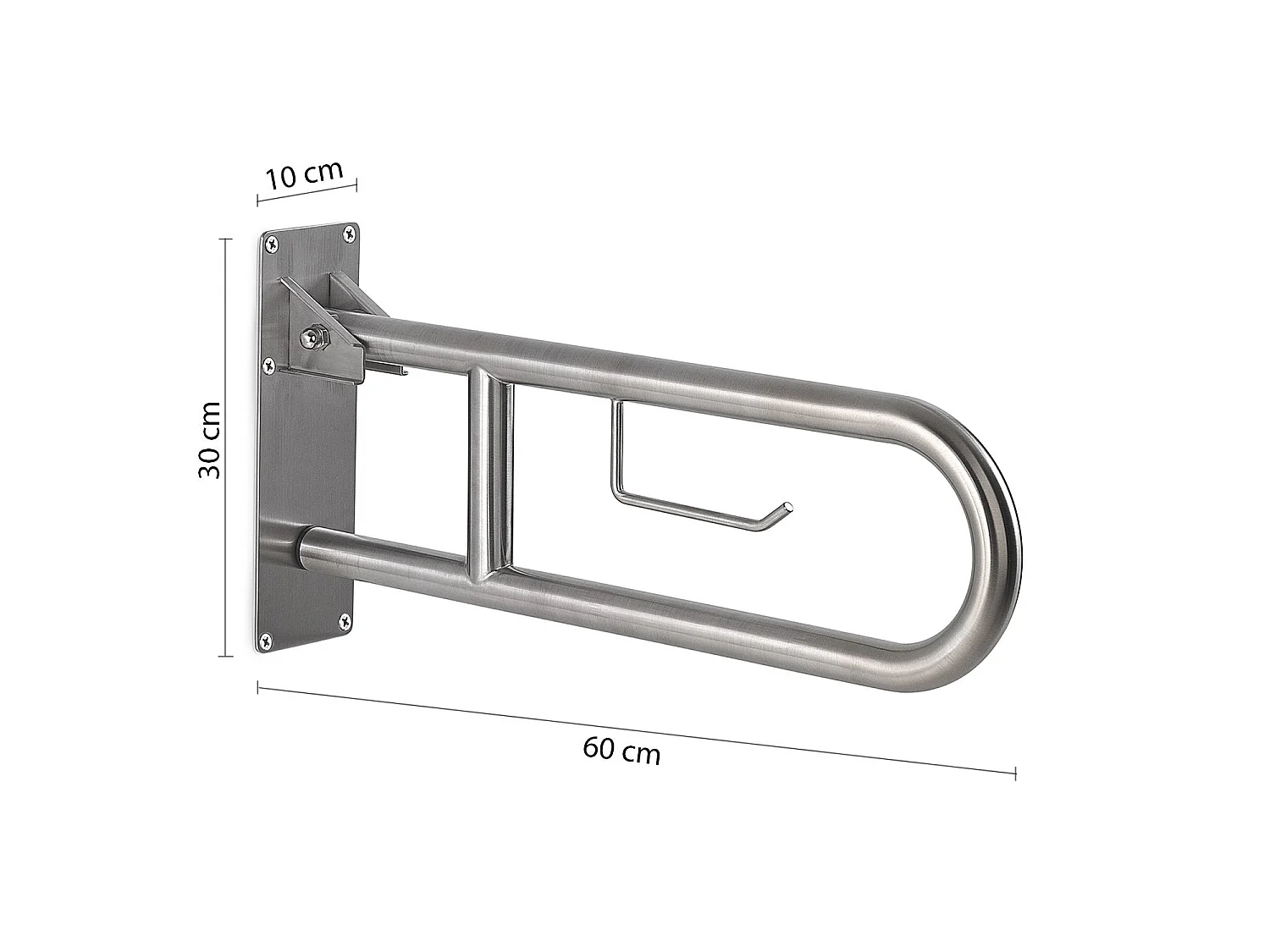Barre D’Appui Rabattable Avec Porte-Rouleau En Acier Inox Brossé | Scilla