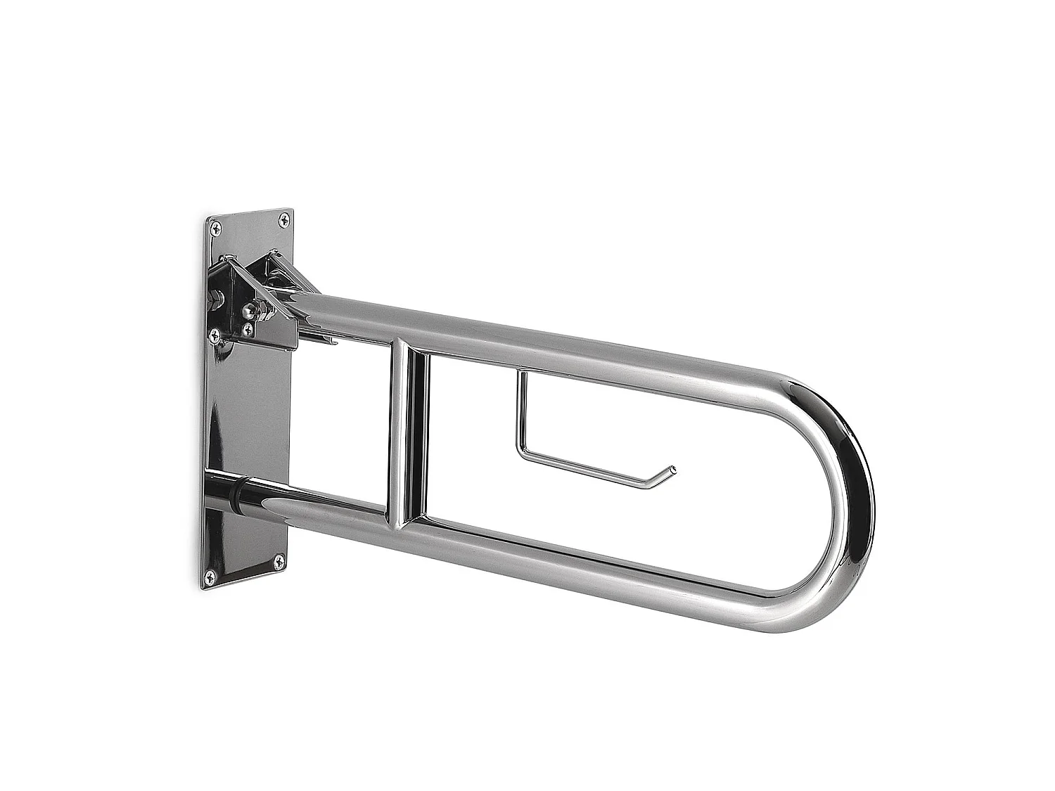 Barre D'appui Rabattable Avec Porte-Rouleau En Acier Inoxydable Brillant | Scilla