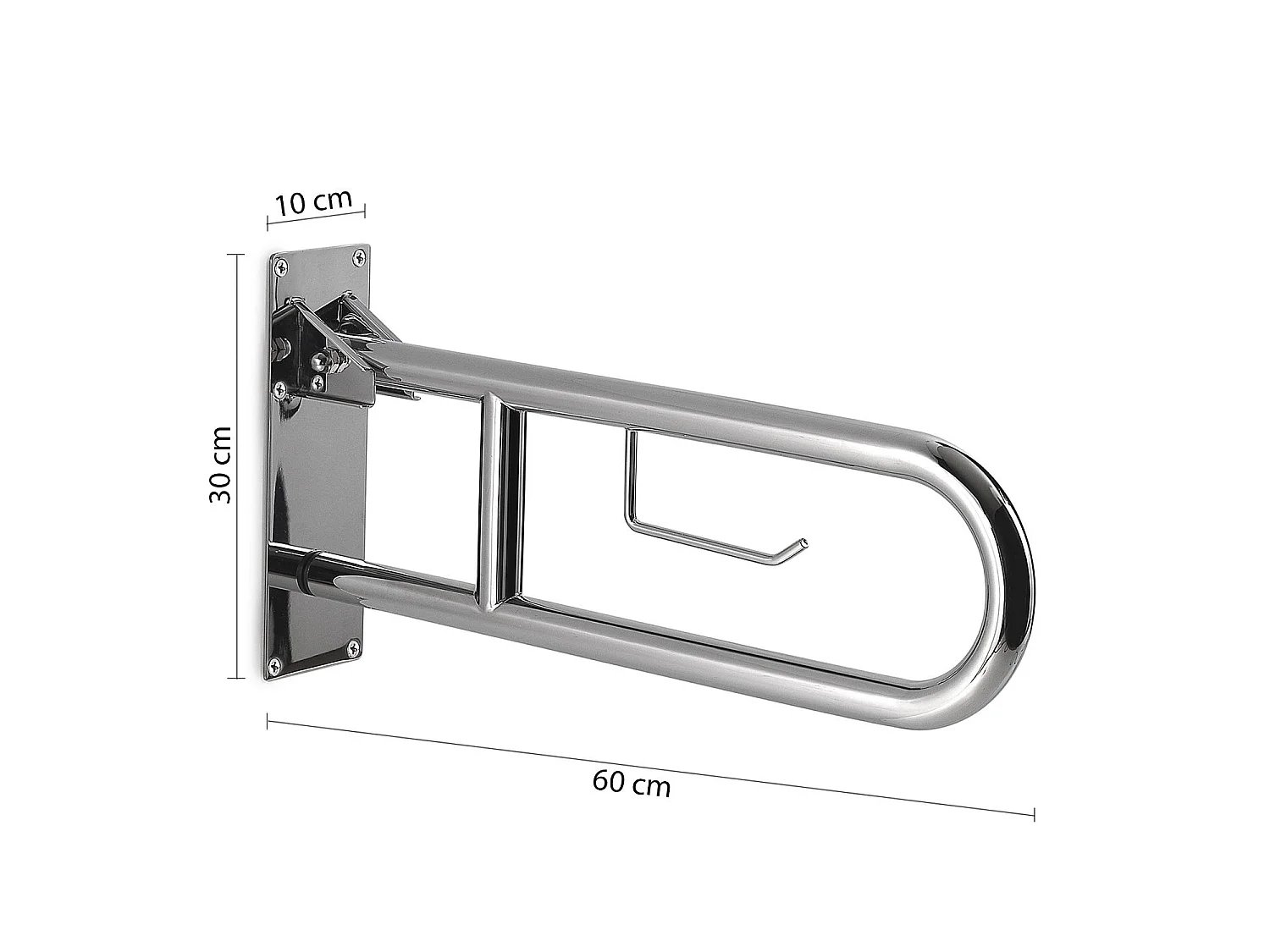 Barre D'appui Rabattable Avec Porte-Rouleau En Acier Inoxydable Brillant | Scilla