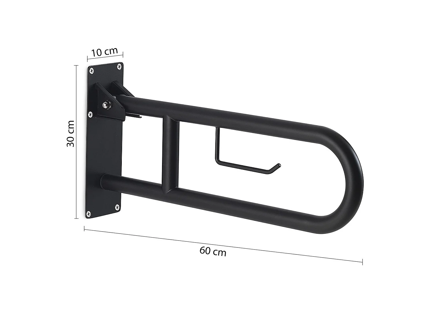 Barre D'appui Rabattable Avec Porte-Rouleau Noir Mat | Scilla