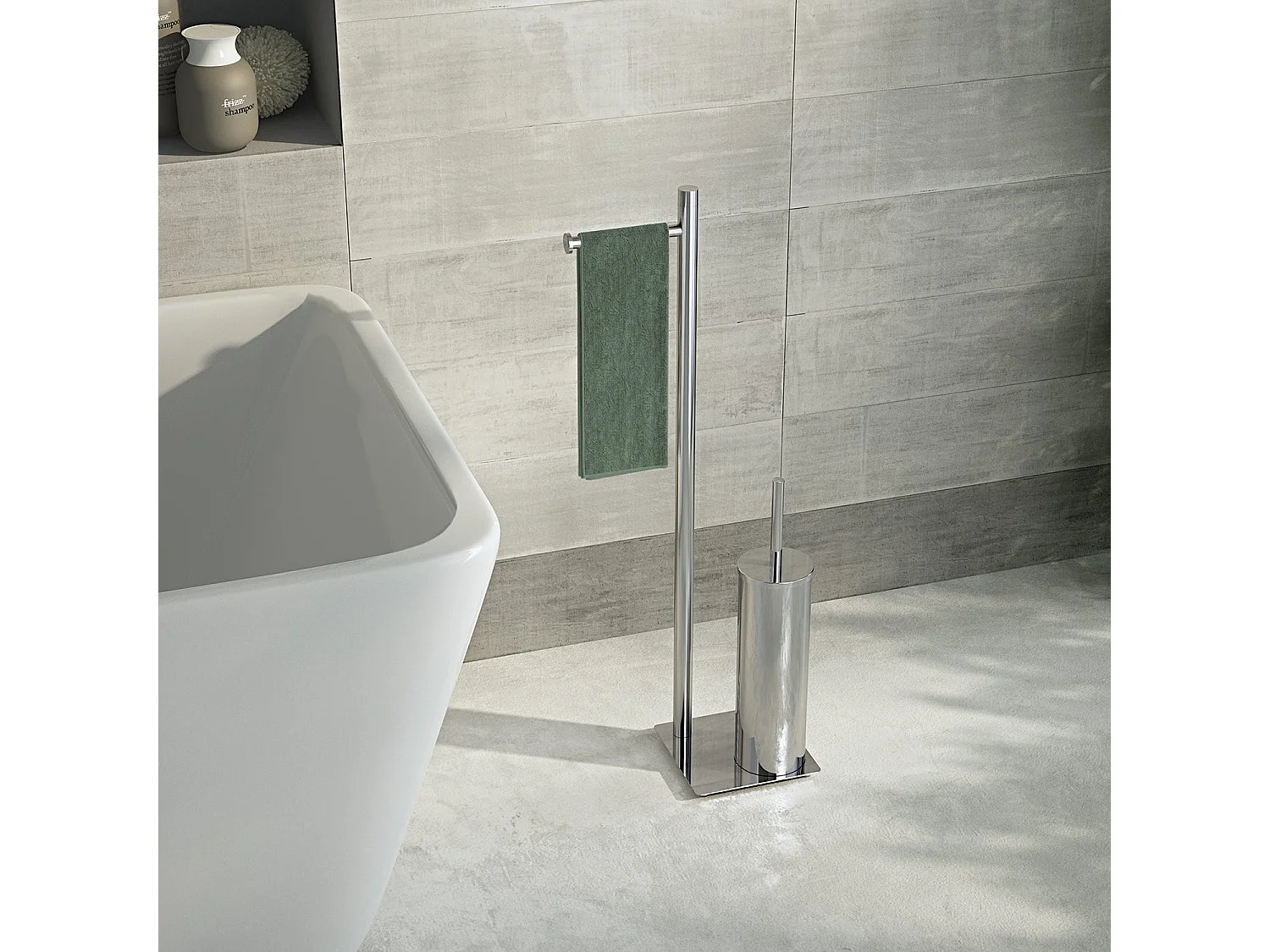Porte-Rouleau Et Porte-Brosse Wc Sur Pied Brossé | Silene