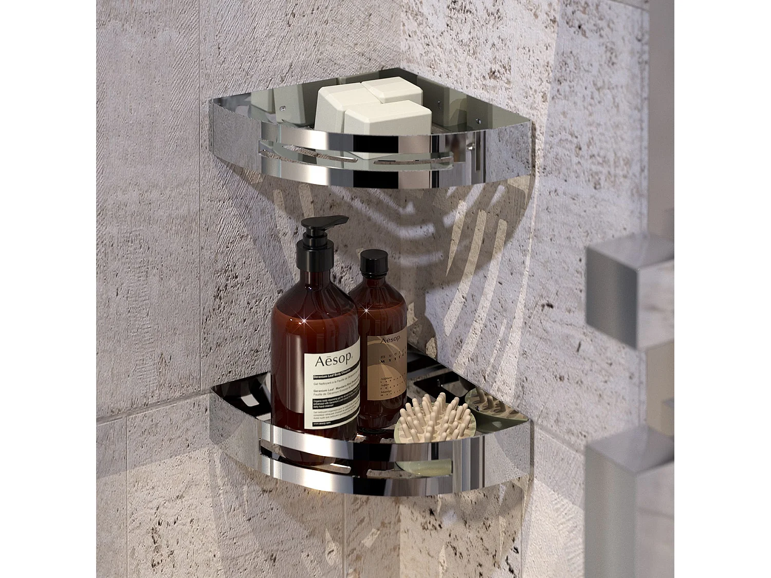 Étagère D’Angle De Douche En Acier Inoxydable Brillant | Tasso