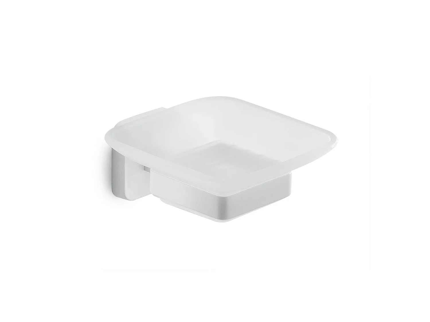 Porte-Savon Mural Blanc Mat En Acier Inoxydable Et Verre Dépoli | Tahiti
