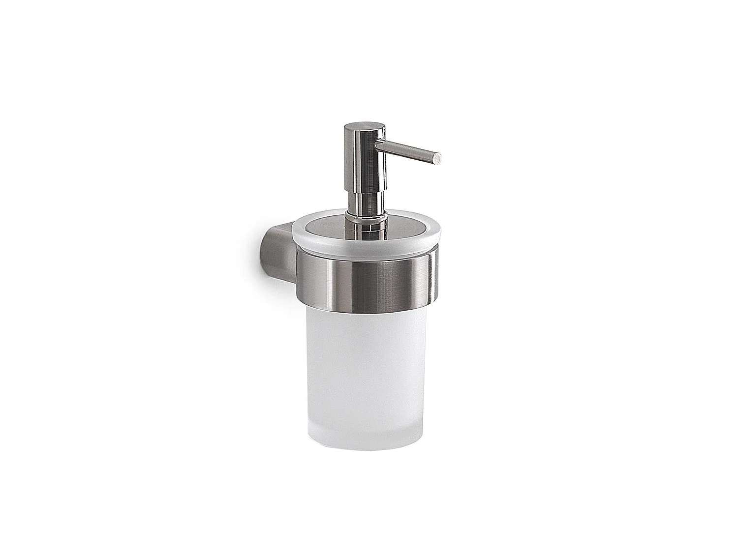 Distributeur De Savon Mural En Laiton Brossé, Acier Inoxydable Et Verre Satiné | Palazzo