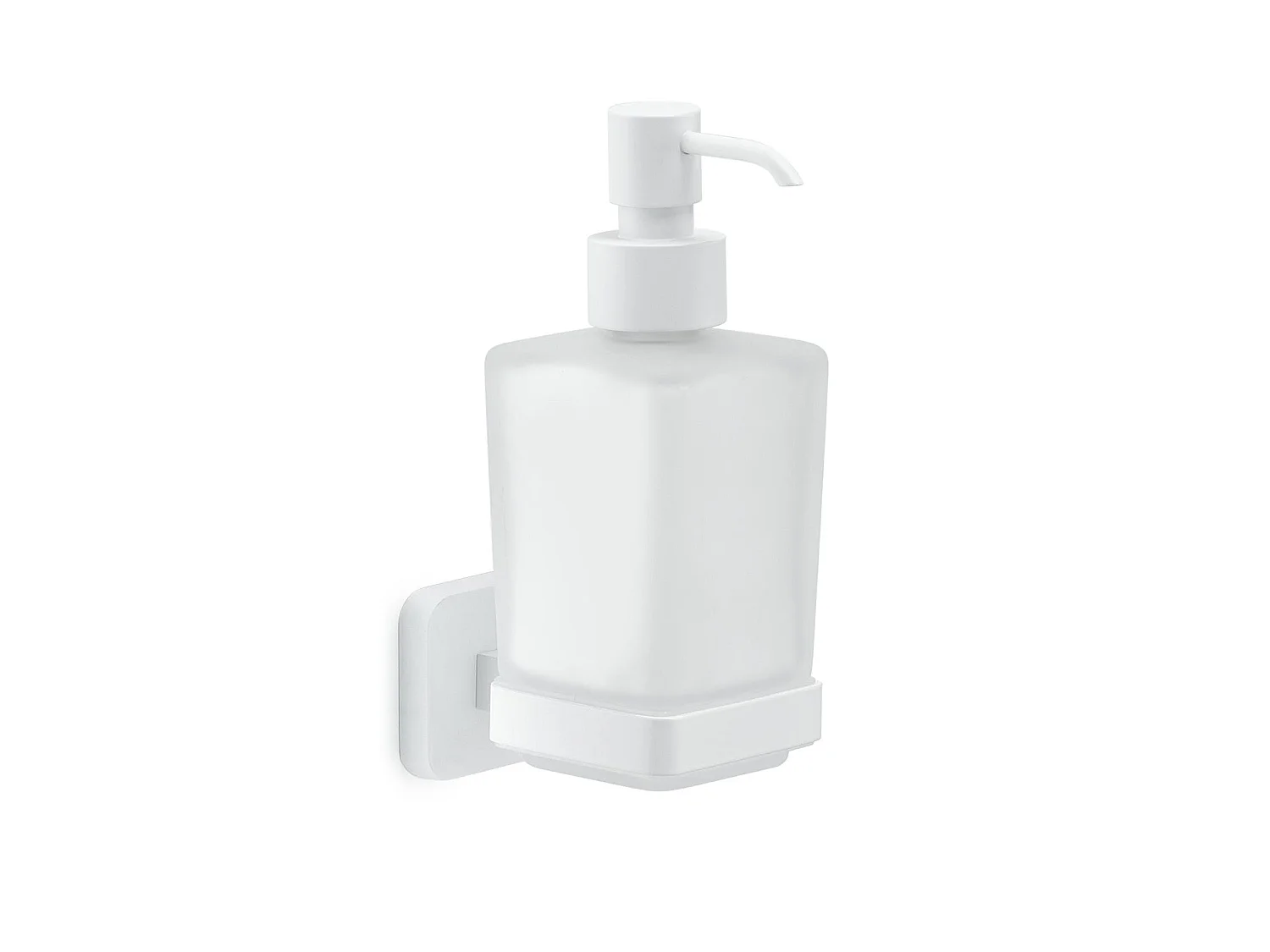 Distributeur De Savon Mural Blanc Mat En Acier Inoxydable Et Verre Dépoli | Tahiti