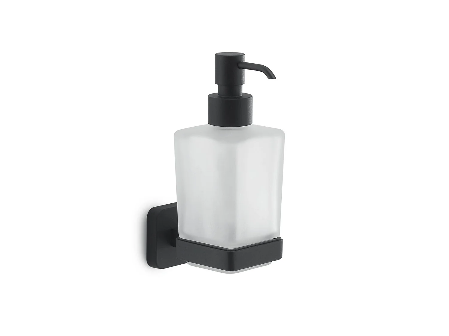 Distributeur De Savon Mural Noir Mat En Acier Inoxydable Et Verre Satiné | Tahiti