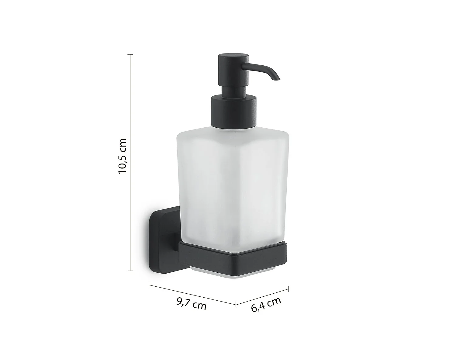 Distributeur De Savon Mural Noir Mat En Acier Inoxydable Et Verre Satiné | Tahiti