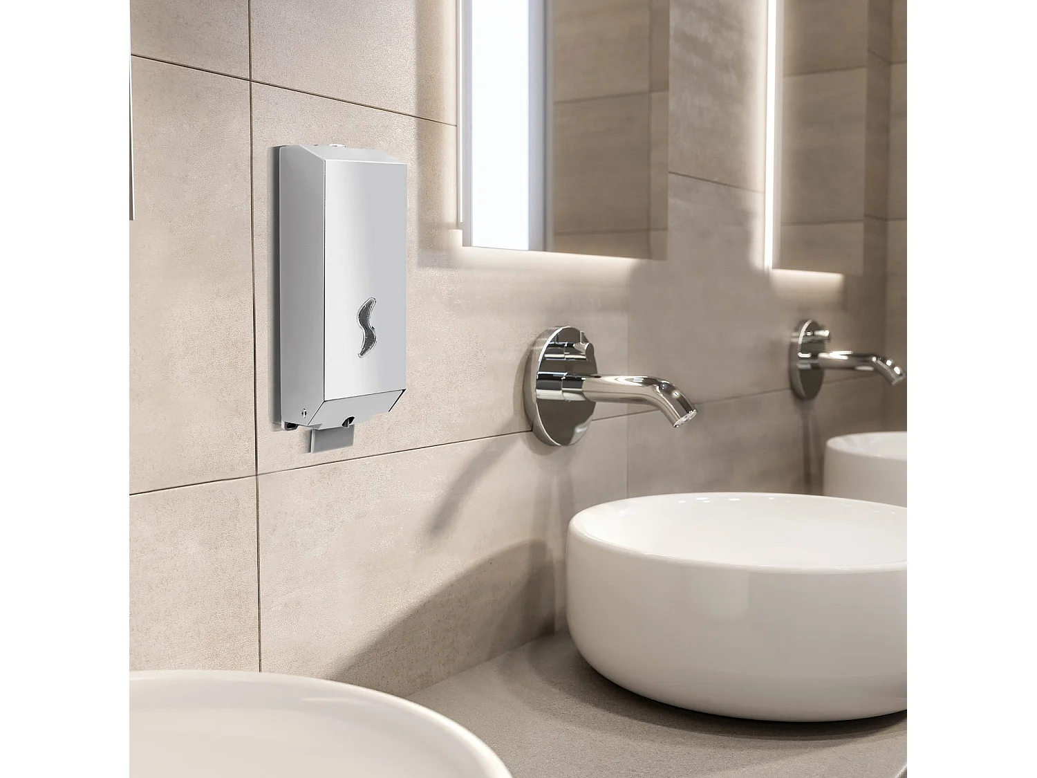 Distributeur De Savon Chromé 1200 Ml Avec Serrure De Sécurité | Kubix