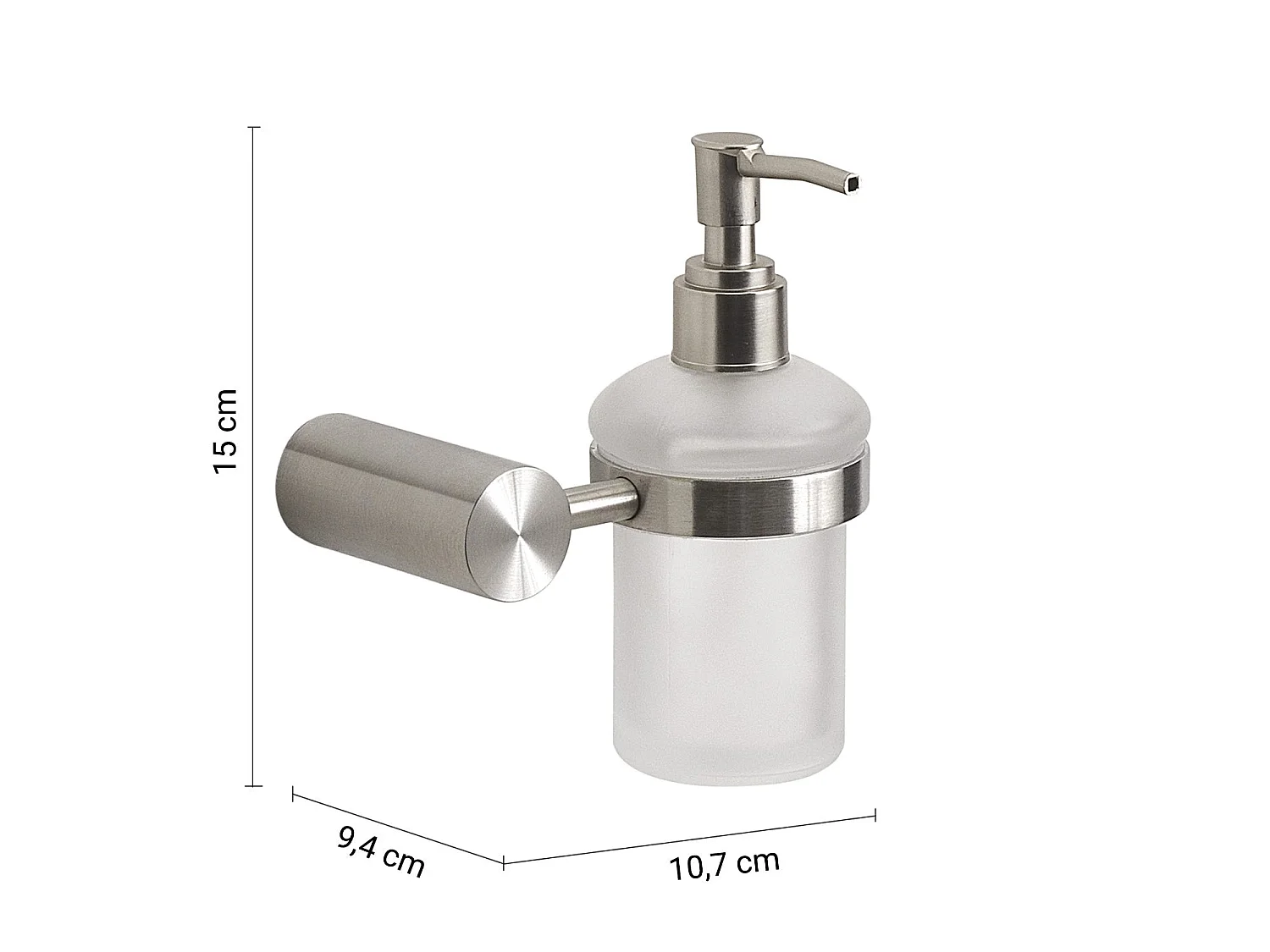 Distributeur De Savon Mural En Acier Inoxydable Brossé Et Verre Satiné | Aloe