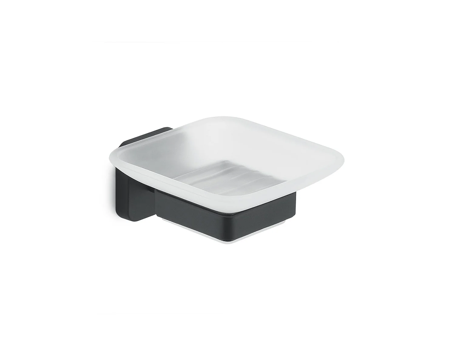 Porte-Savon Mural Noir Mat En Acier Inoxydable Et Verre Dépoli | Tahiti