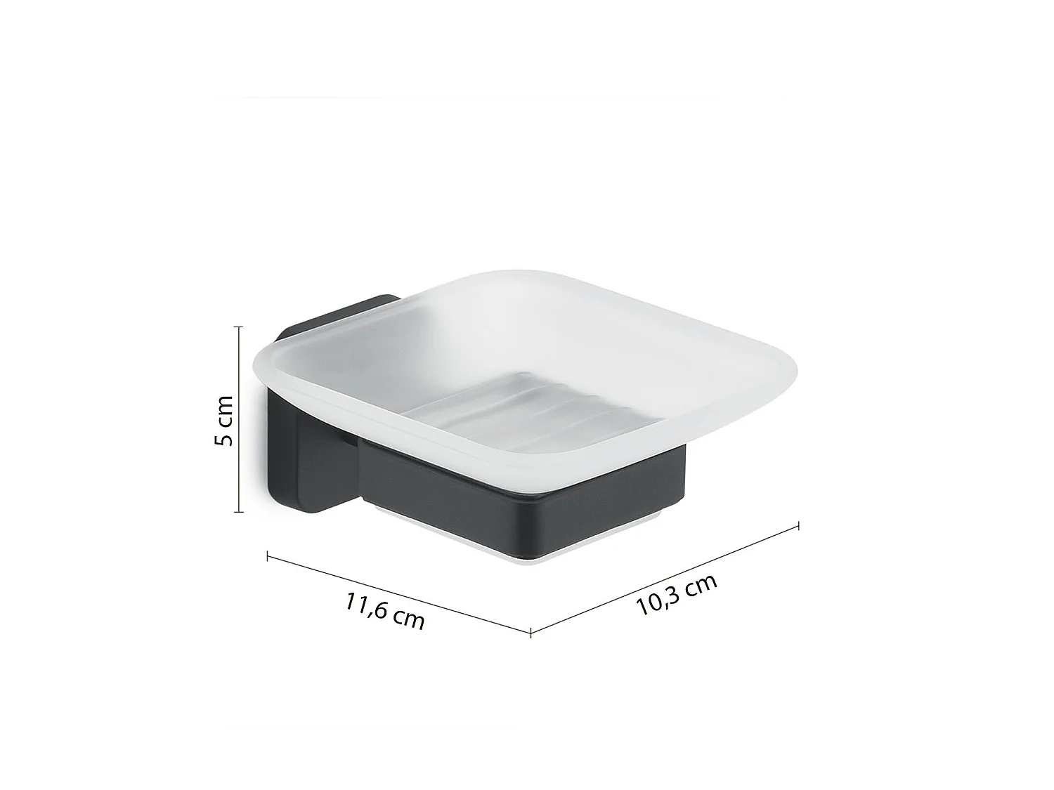 Porte-Savon Mural Noir Mat En Acier Inoxydable Et Verre Dépoli | Tahiti