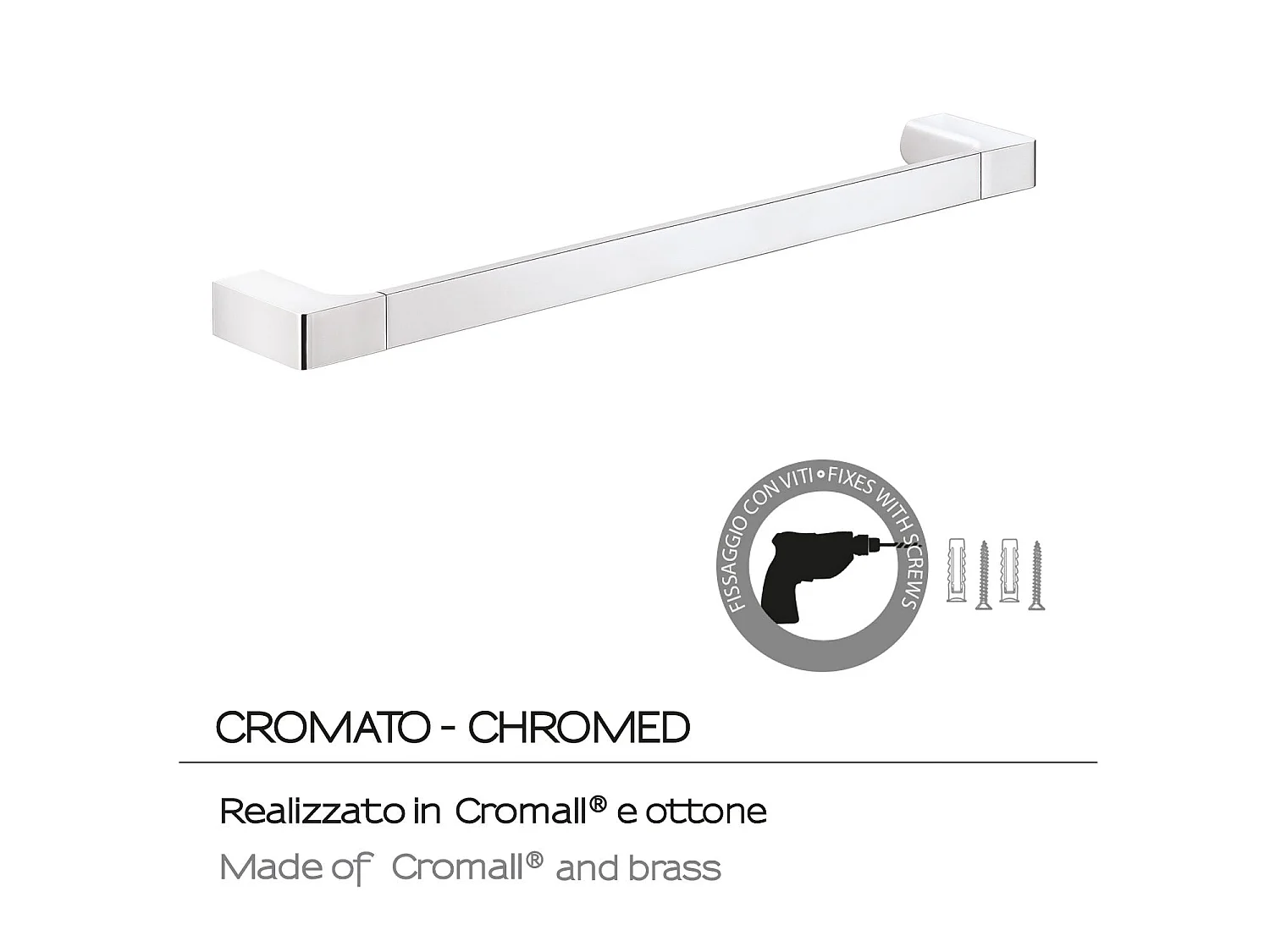 Porte-Serviettes 60 Cm En Laiton Et Acier Inoxydable Chromé | Palazzo