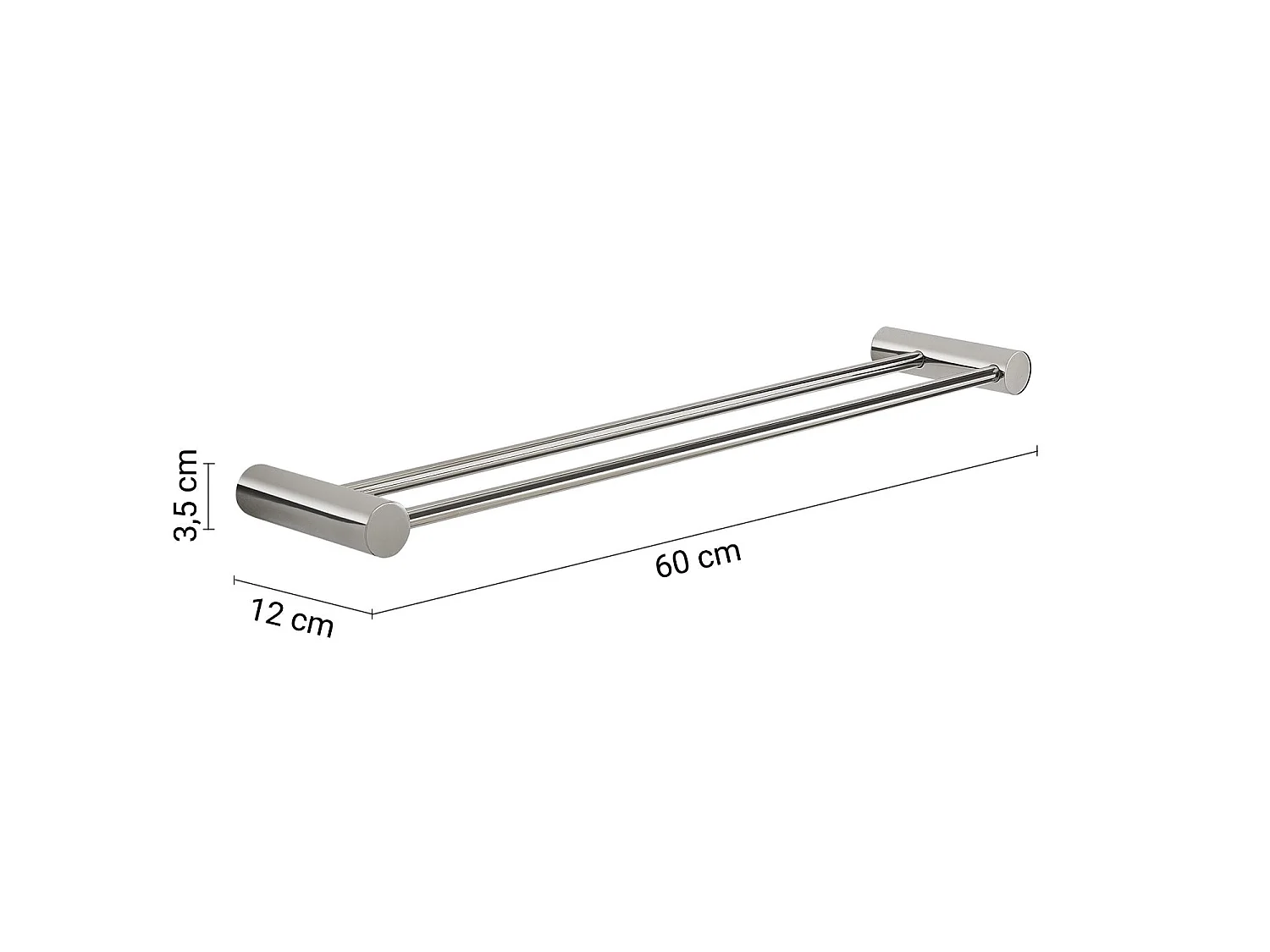 Porte-Serviettes Double Mural 60 Cm En Acier Inoxydable Brillant | Aloe