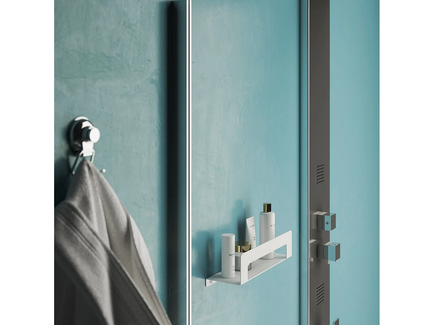 Étagère De Douche Avec Porte-Serviettes 30 Cm Blanc Mat | Camelia