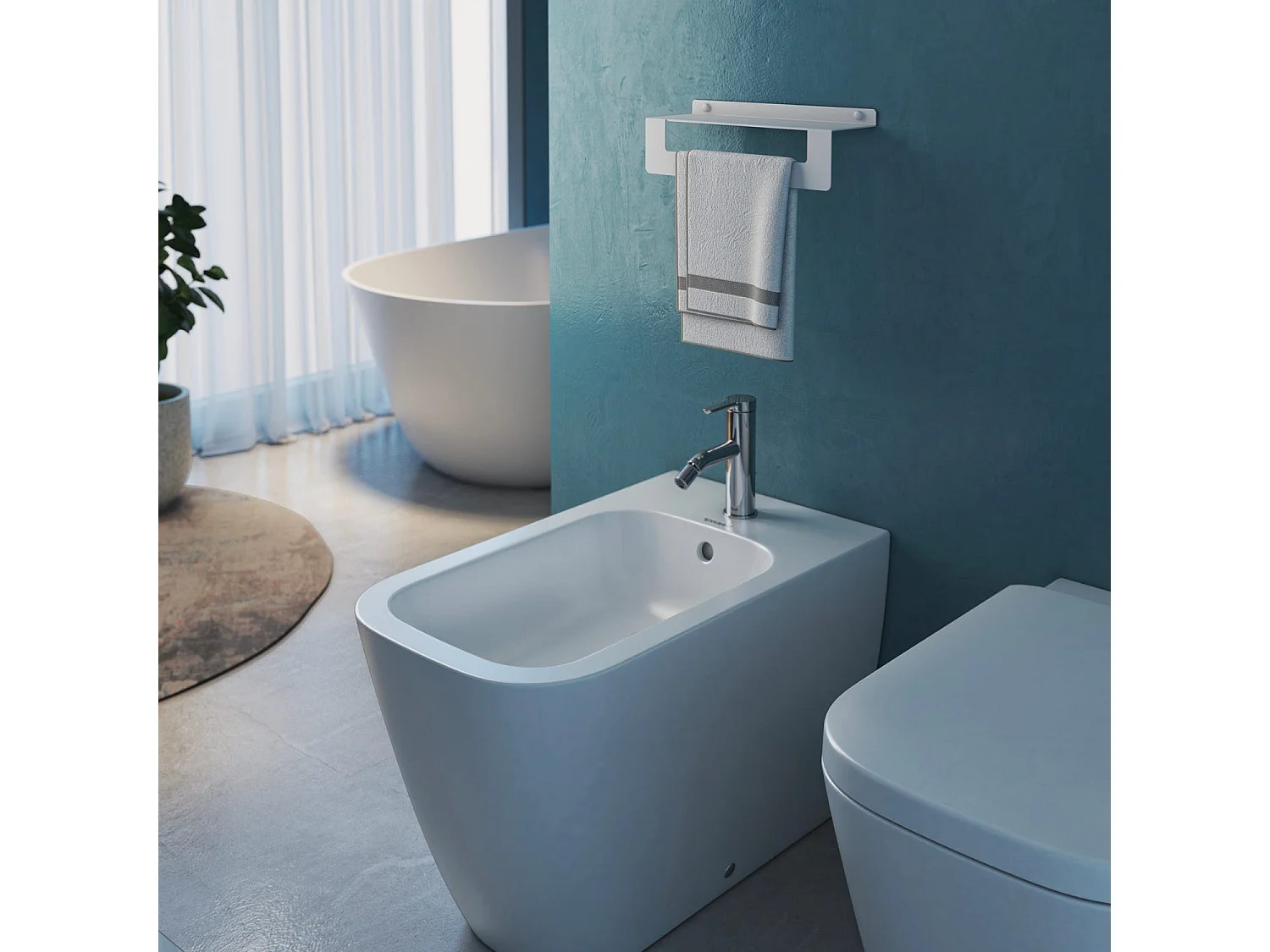 Étagère De Douche Avec Porte-Serviettes 30 Cm Blanc Mat | Camelia