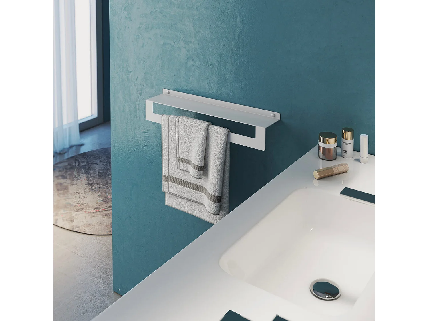 Étagère De Douche Avec Porte-Serviettes 50 Cm Blanc Mat | Camelia