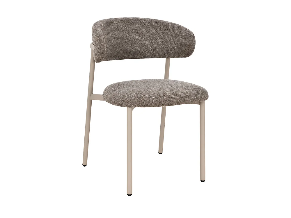 Aria - Lot de 2 chaises en tissu pieds beiges - Marron chiné