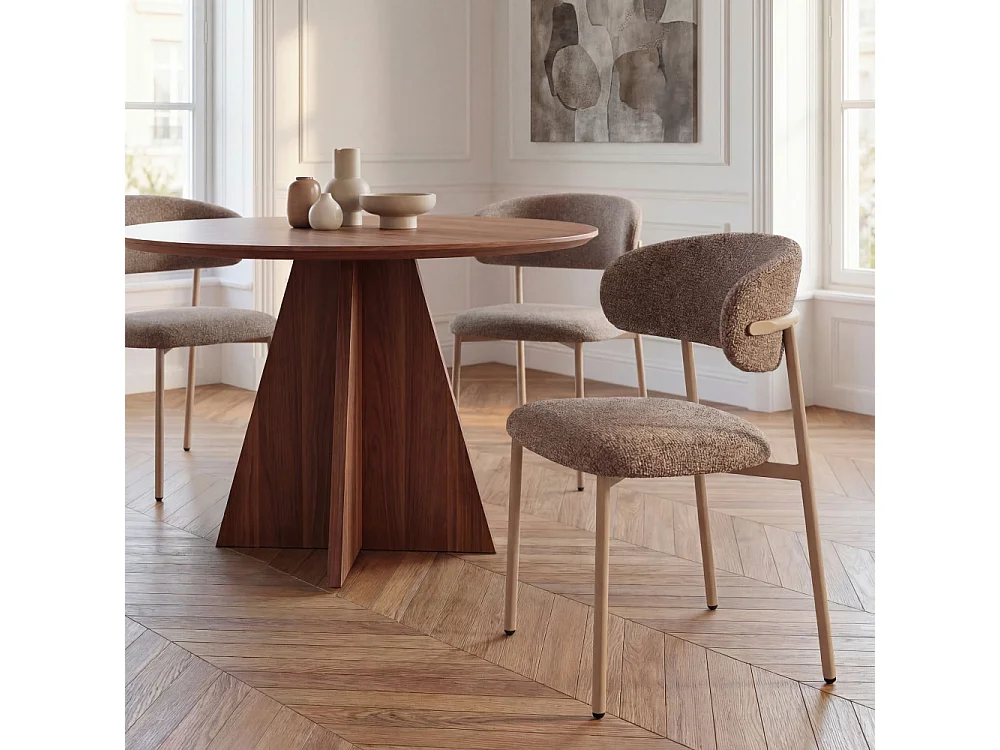 Aria - Lot de 2 chaises en tissu pieds beiges - Marron chiné