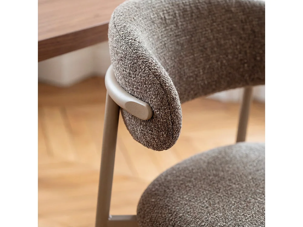 Aria - Lot de 2 chaises en tissu pieds beiges - Marron chiné