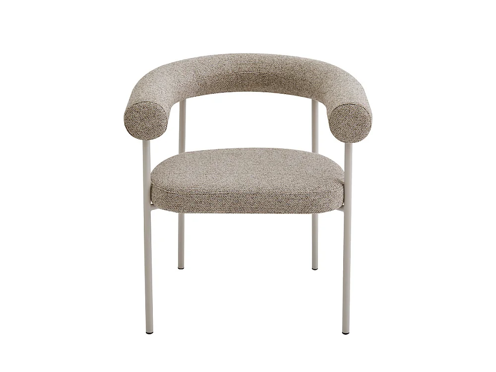 Olympe - Lot de 2 fauteuils de table en tissu pieds beige - Marron chiné
