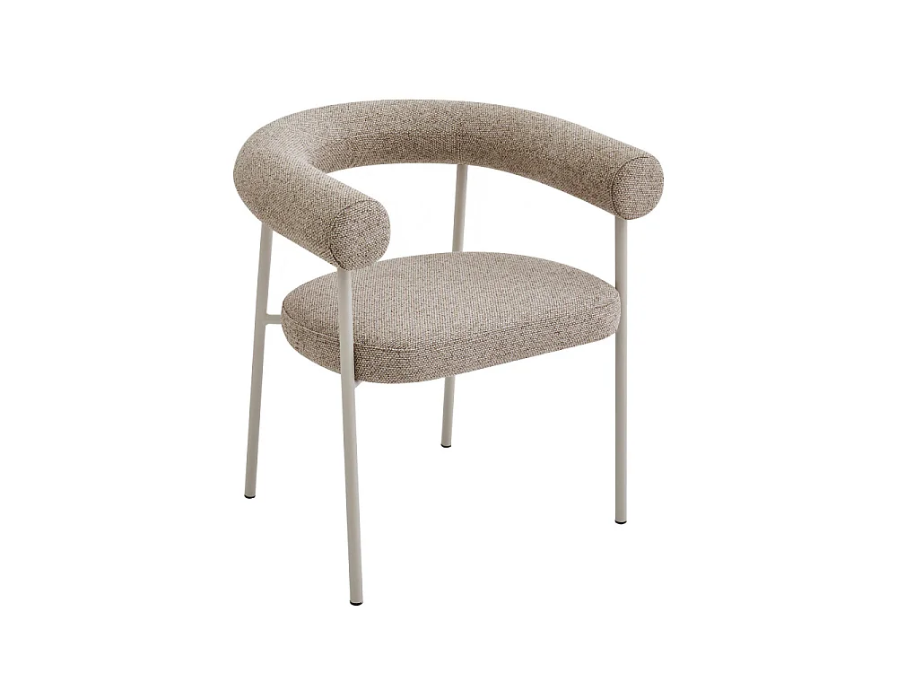 Olympe - Lot de 2 fauteuils de table en tissu pieds beige - Marron chiné