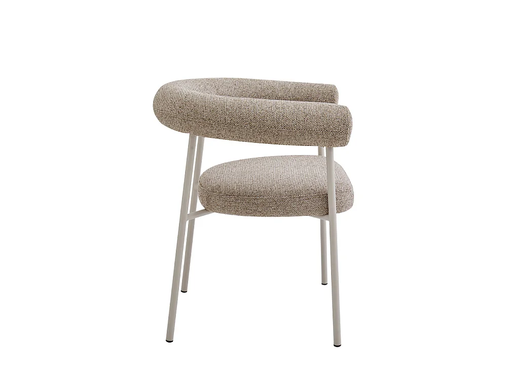 Olympe - Lot de 2 fauteuils de table en tissu pieds beige - Marron chiné