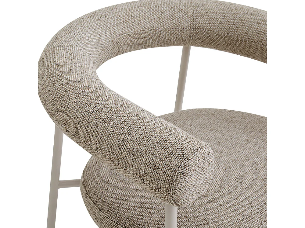 Olympe - Lot de 2 fauteuils de table en tissu pieds beige - Marron chiné