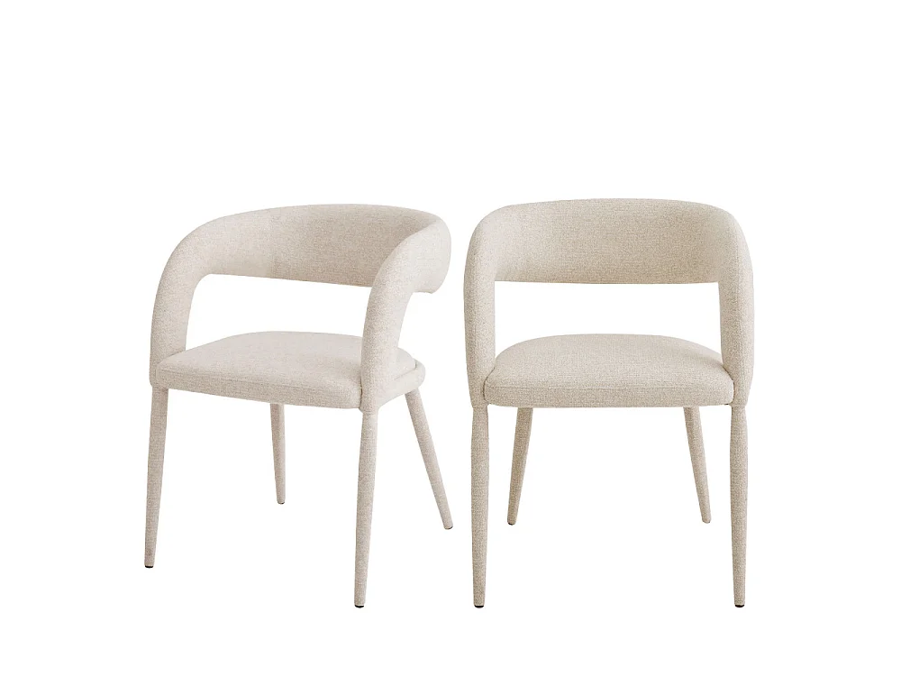Romy - Lot de 2 fauteuils de table en tissu - Beige chiné