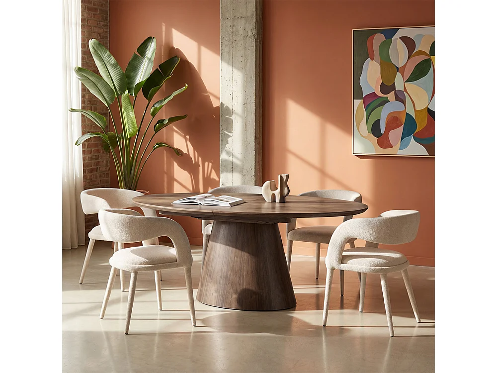 Romy - Lot de 2 fauteuils de table en tissu - Beige chiné