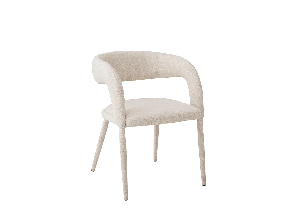 Romy - Lot de 2 fauteuils de table en tissu - Beige chiné