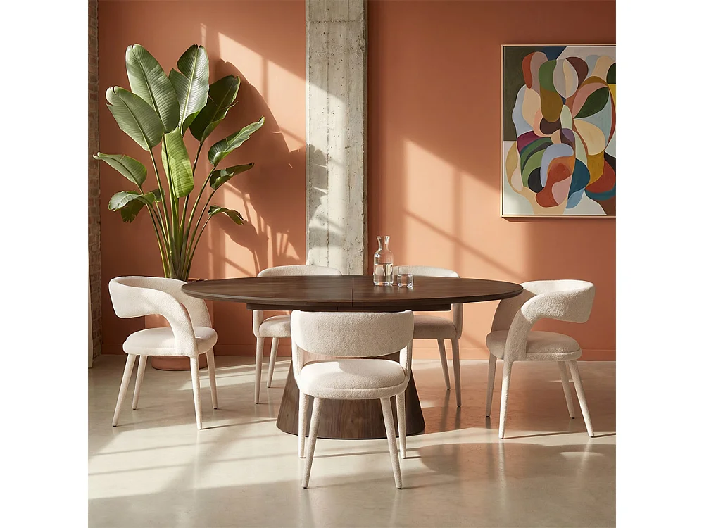 Romy - Lot de 2 fauteuils de table en tissu - Beige chiné
