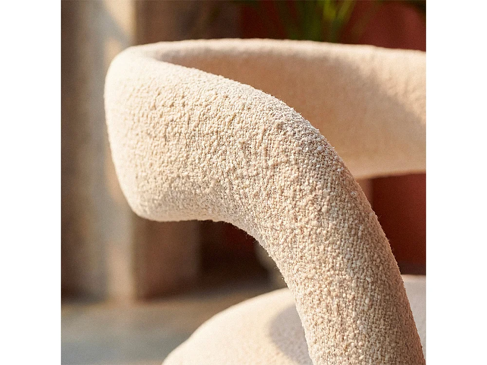 Romy - Lot de 2 fauteuils de table en tissu - Beige chiné