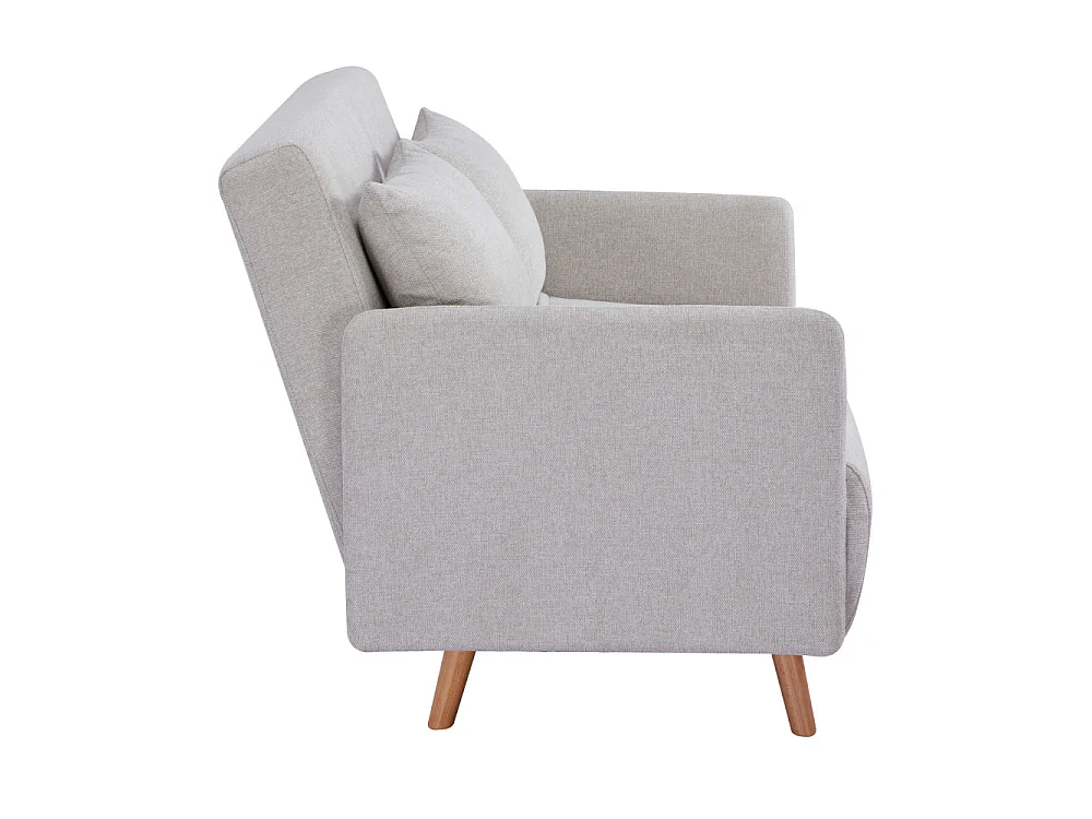 Belushi - Canapé convertible 2 places en tissu pieds bois clair - Beige chiné