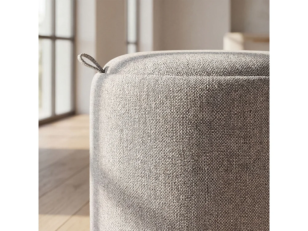 Zoé - Pouf avec rangement en tissu convertible en table d'appoint ø40cm - Beige chiné