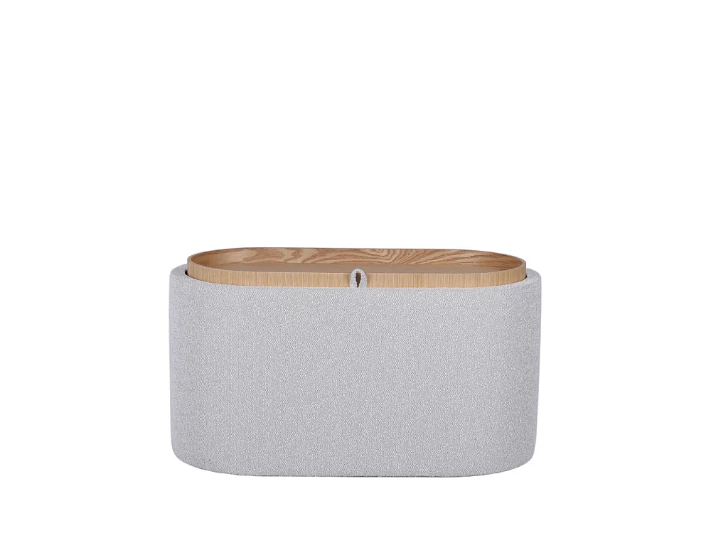 Zoé - Banc coffre en tissu convertible en table basse L77cm - Beige chiné