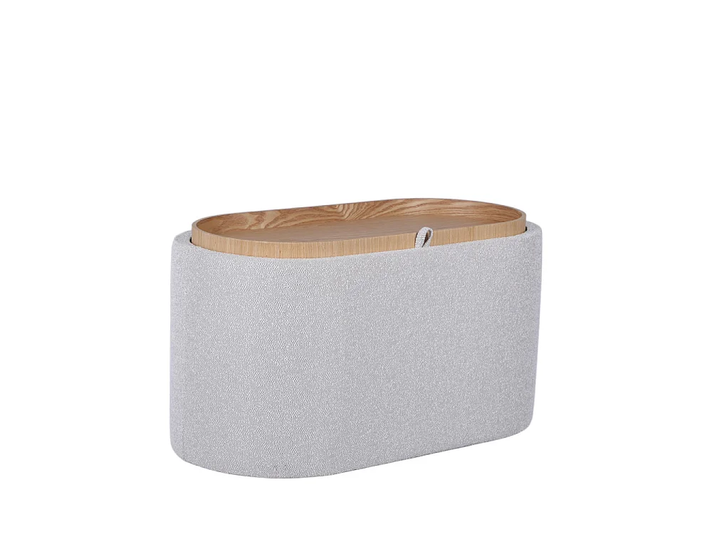 Zoé - Banc coffre en tissu convertible en table basse L77cm - Beige chiné