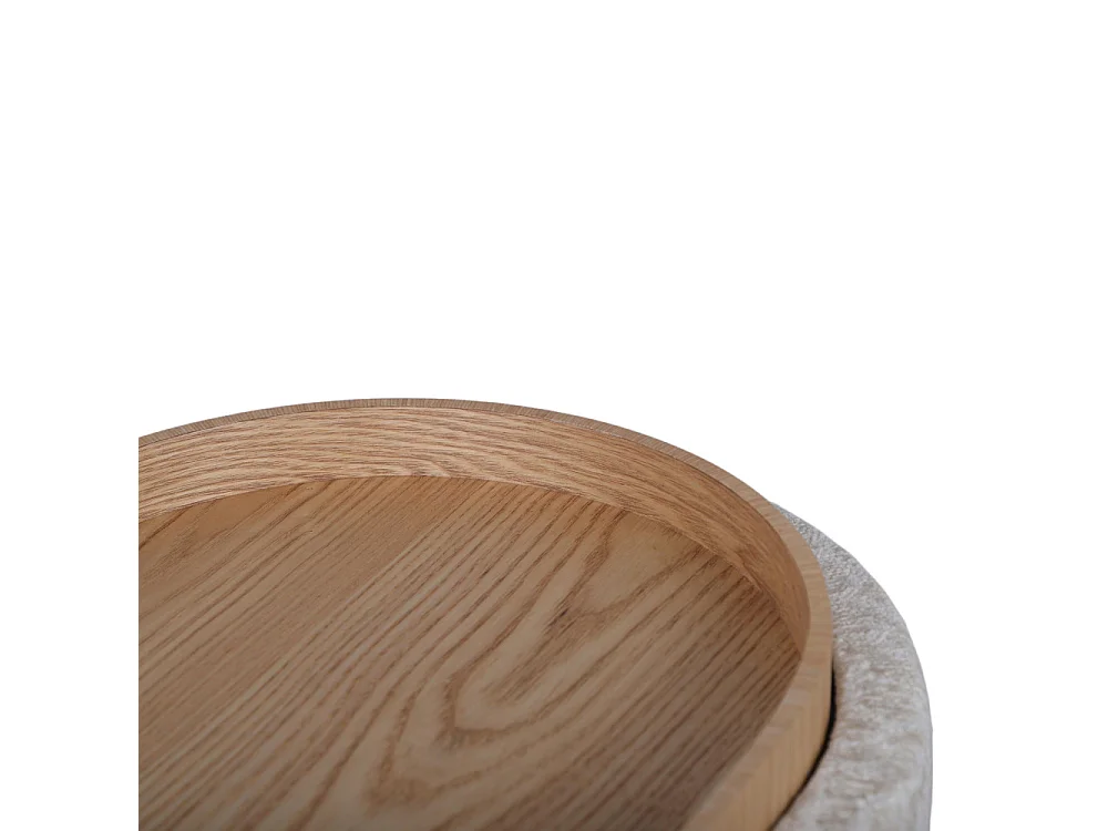 Zoé - Banc coffre en tissu convertible en table basse L77cm - Beige chiné